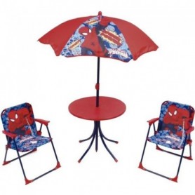 SPIDERMAN Ensemble de jardin / Camping enfant (table, 2 chaises et parasol)