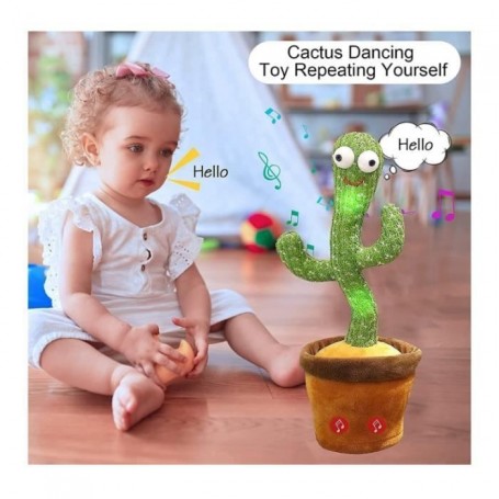 Cactus Qui Danse Cactus en Peluche Dansant, Cactus Chantant ,Cactus Parlant  Repete Accessoire de Maison Cadeaux pour Enfants