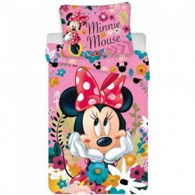 Parure Disney Parure de lit bébé Minnie Mouse rose 100x135 couette +  oreiller 40x60 cm, 100% coton