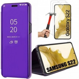 Coque pour Samsung Galaxy S22 Violet Clear View Elégante Anti-Rayure +