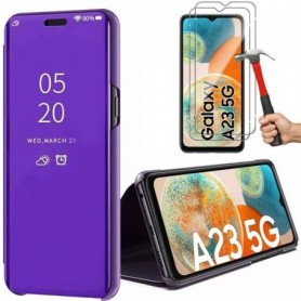 Pack 2 Verres Trempés+ Coque pour Samsung A23 5G Violet Clear View Elégante
