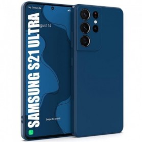 Coque Silicone pour Samsung S21 Ultra Protection Antichoc Ultra Slim Bleu