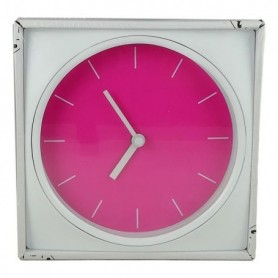 Horloge bicolore Pendule cadre blanc et intérieur fluo design - Couleur:Rose