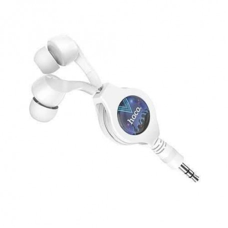 Écouteur retractable enrouleur Hoco Blanc jack 3.5mm pour Smartphone et