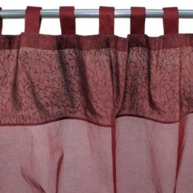 ENTRELAC rideau à pattes en fausse soie (110x250cm) rouge
