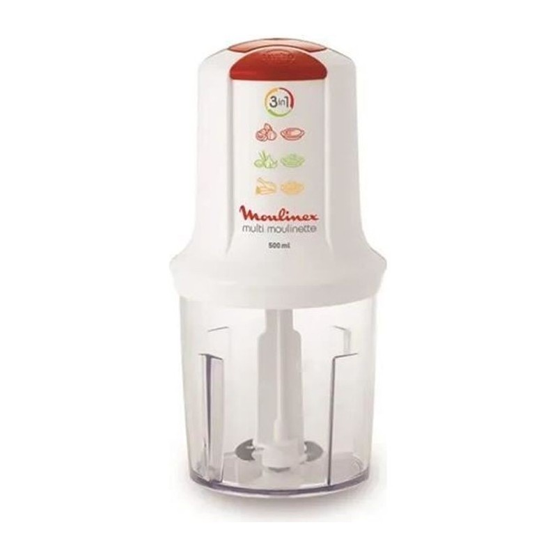 Moulinex ClickChef AT710110 hachoir électrique 0,5 L 500 W Rouge, Transparent, Blanc