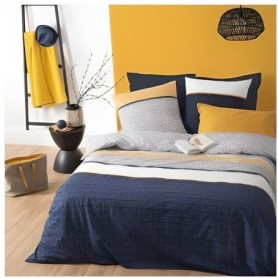 Parure de lit en coton - Rayures - 260 x 240 cm - Bleu 260 cm