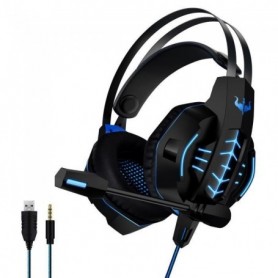 Casque gamer OVLENG GT63 bleu avec micro et retro éclairage LED - Haut-parleur