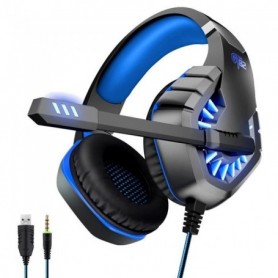 Casque gamer OVLENG GT82 bleu avec micro et retro éclairage LED - Haut-parleur