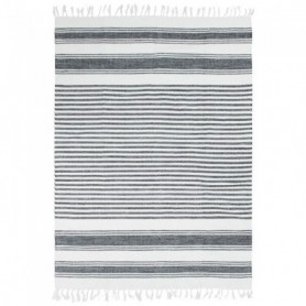 Tapis Terra - 120 x 170 cm - Lignes gris, argent et blanc