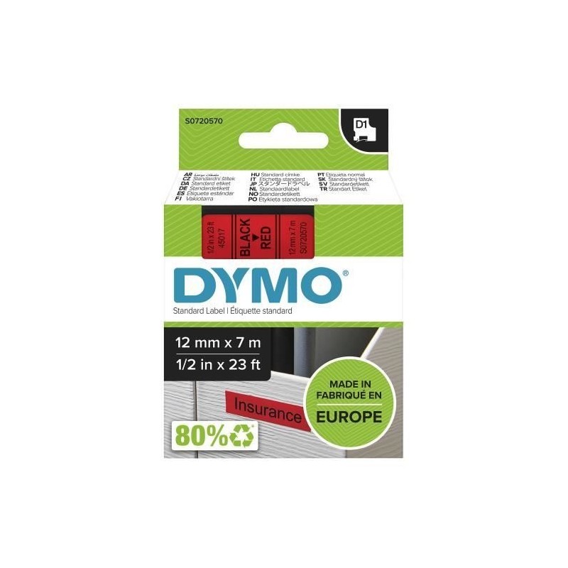 Image secondaire de Etisuettes Dymo S0720570 Noir/Rouge