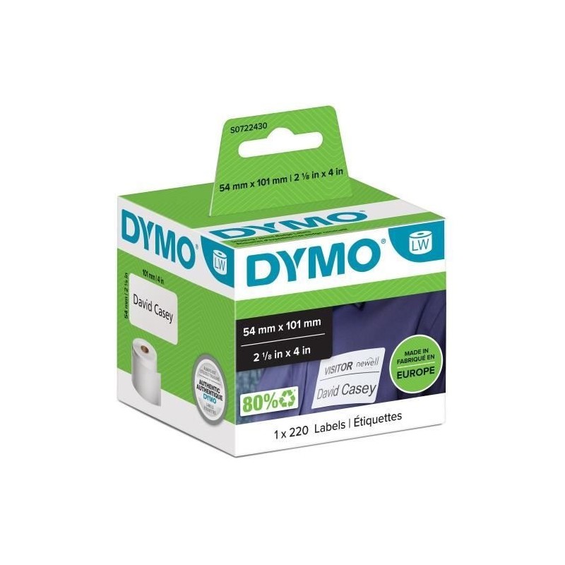 Image secondaire de Ruban Matriciel Original Dymo S0722430 Blanc Noir/Blanc