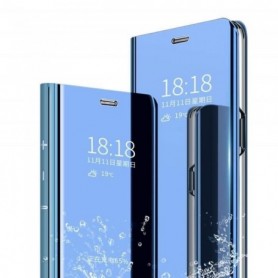 Etui pour Samsung Note 10 Lite Folio stand effet miroir bleu