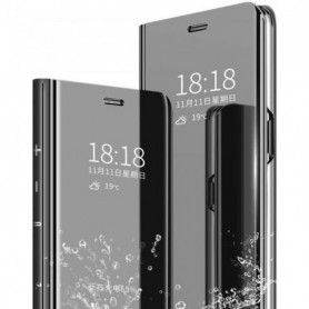 Etui pour Samsung A41 Folio stand effet miroir noir