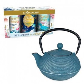 Théière Asagao bleue 900 ml + coffret de thés japonais