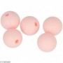 Lot de perles rondes en silicone - 10 mm - Rose Poudré - 5 pcs