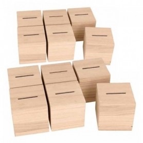 12 tirelires cubiques en bois 6 x 6 x 6 cm