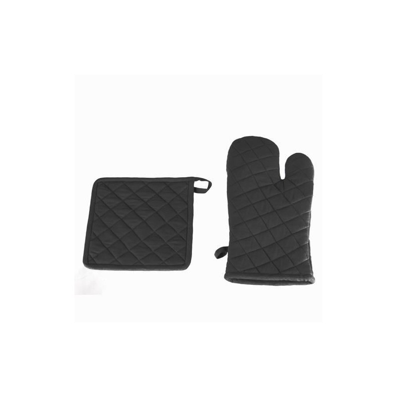 Jeu de maniques et de gants de cuisine Atmosphera Coton Gris foncé