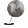 Globe terrestre design gris/argent sur socle chromé