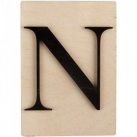 Lettres en bois déco façon Scrabble - 14,9 x 10,5 cm N