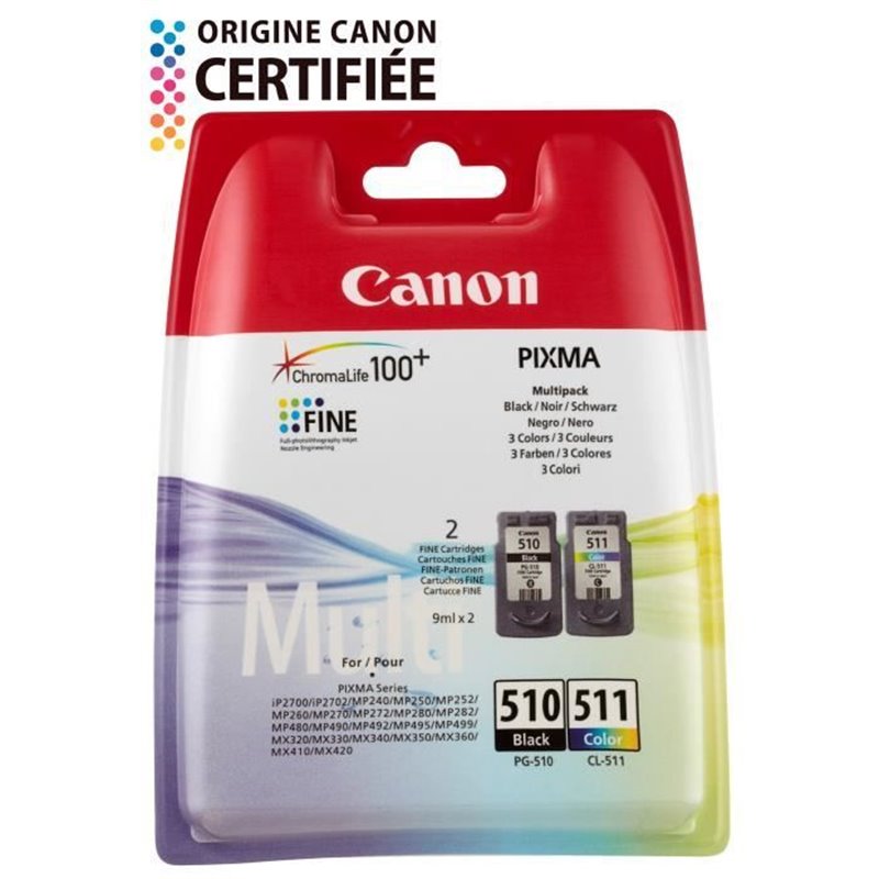 Canon Multipack de cartouches d'encre PG-510/CL-511 BK/C/M/Y