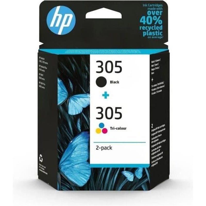 HP Pack de 2 cartouches d'encre authentiques 305 3 couleurs / noir