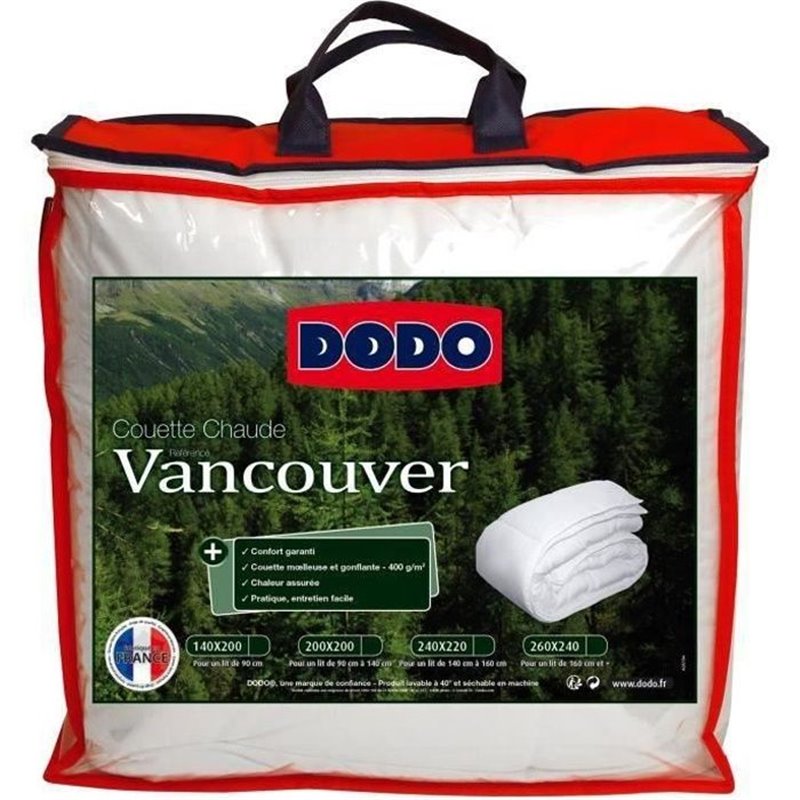 Remplissage de couette Dodo Vancouver Blanc 400 g /m² 200 x 200 cm