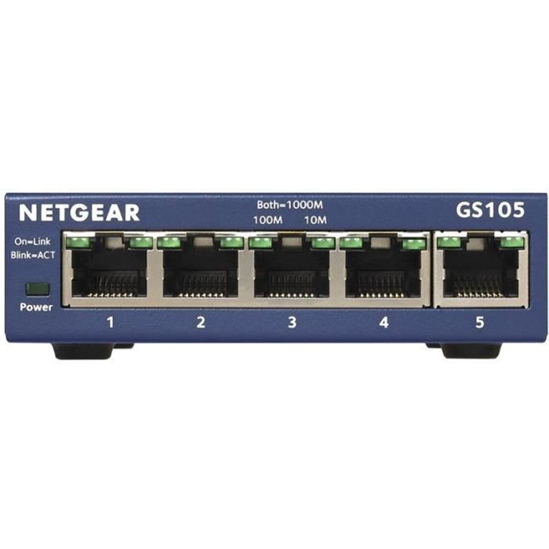 Image secondaire de Netgear GS105 Non-géré Gigabit Ethernet (10/100/1000) Bleu