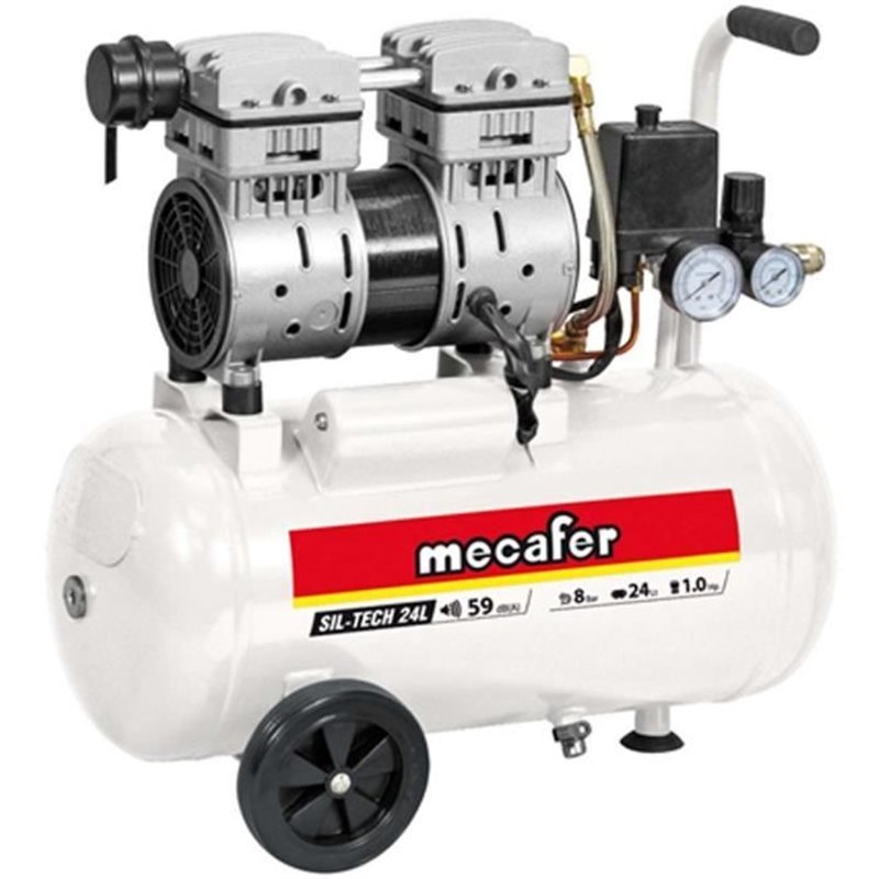 Compresseur d'air Mecafer 425523 Horizontal Silencieux 8 bar 24 L