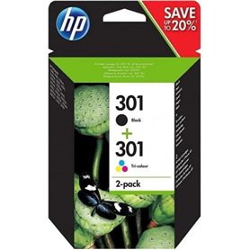 HP 301 Pack de 2 cartouches d'encre noire et trois couleurs authentiqu