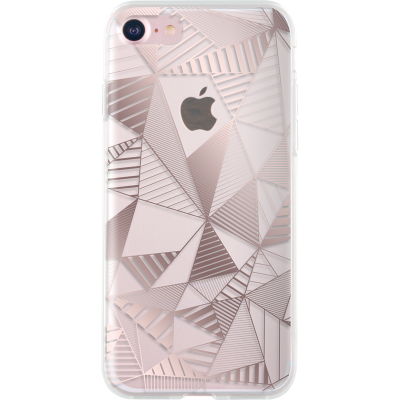 Coque semi-rigide transparente triangles rose doré pour iPhone SE (2020)