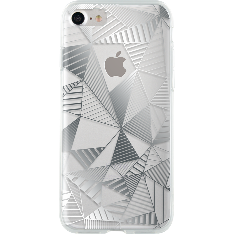 Coque semi-rigide transparente triangles argentés pour iPhone SE (2020)