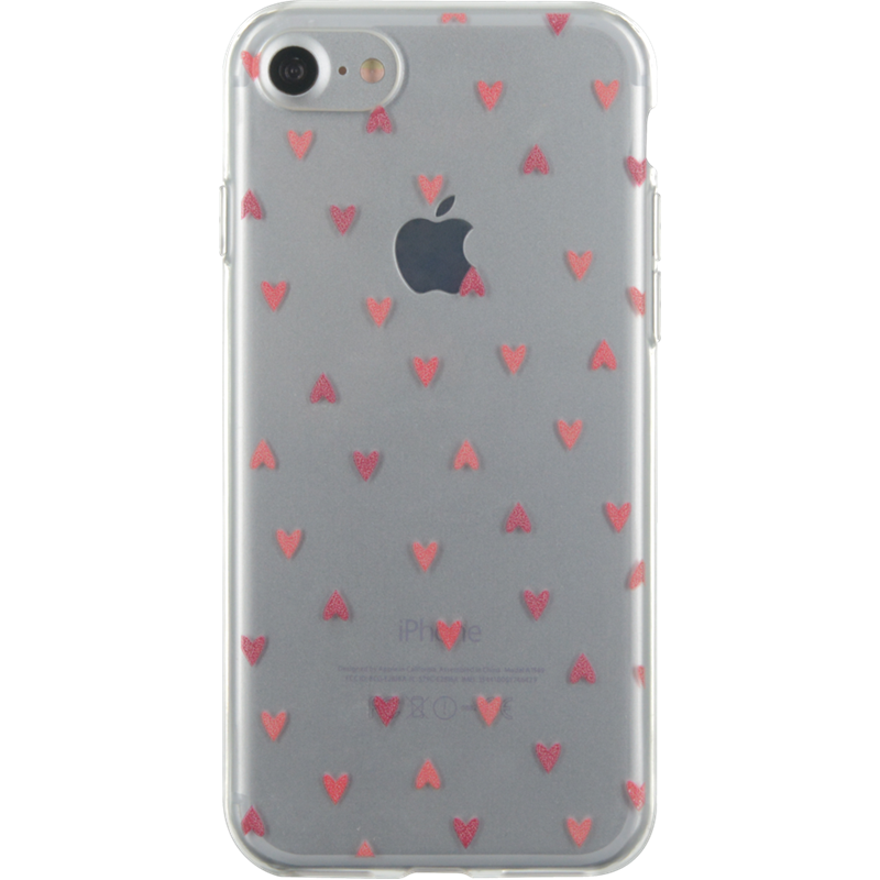 Coque semi-rigide transparente petits coeurs rouges pour iPhone SE (20