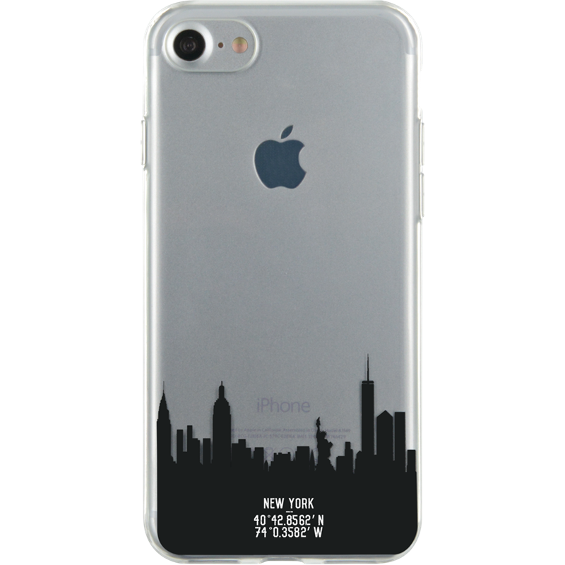 Coque semi-rigide transparente monuments new-yorkais pour iPhone SE (2