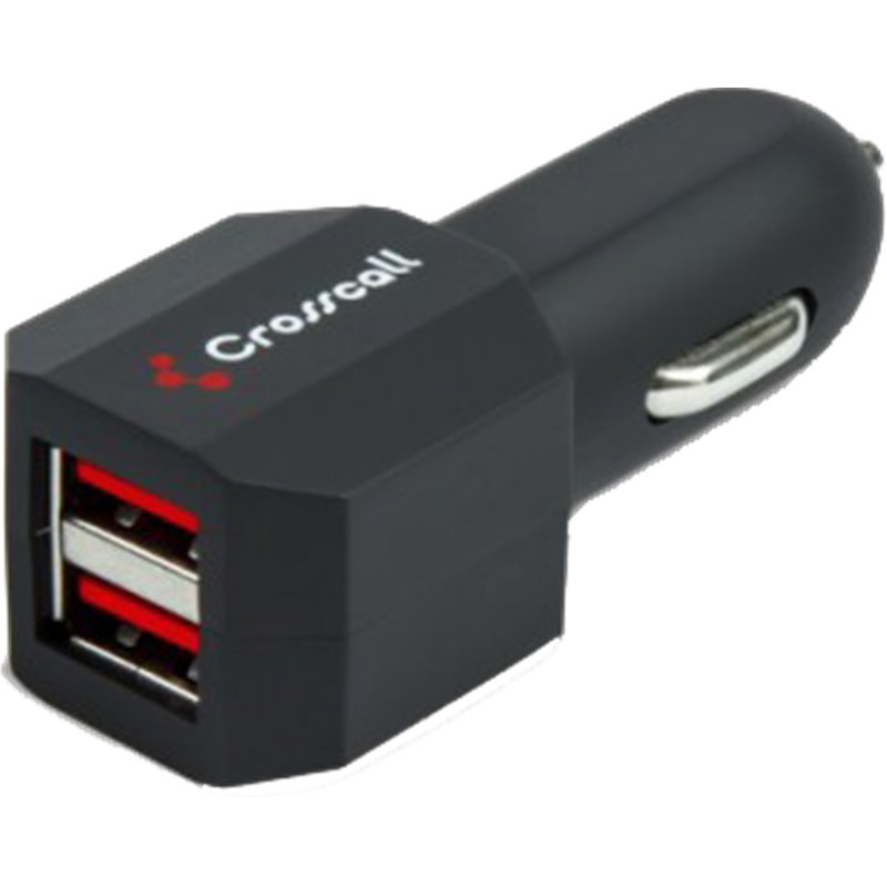 Double Chargeur voiture USB A+A 2.1A Charge rapide Noir Crosscall