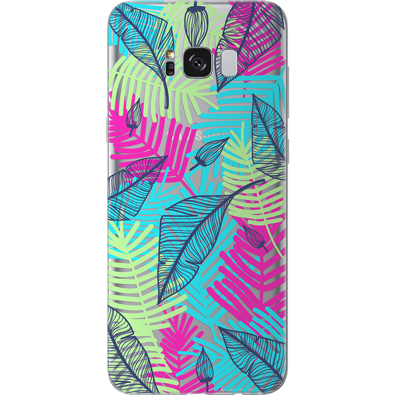 Coque semi-rigide transparente feuillage tropical pour Samsung Galaxy