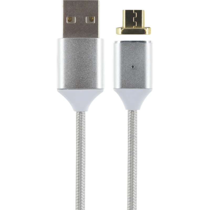 Câble magnétique USB/micro USB gris métallisé