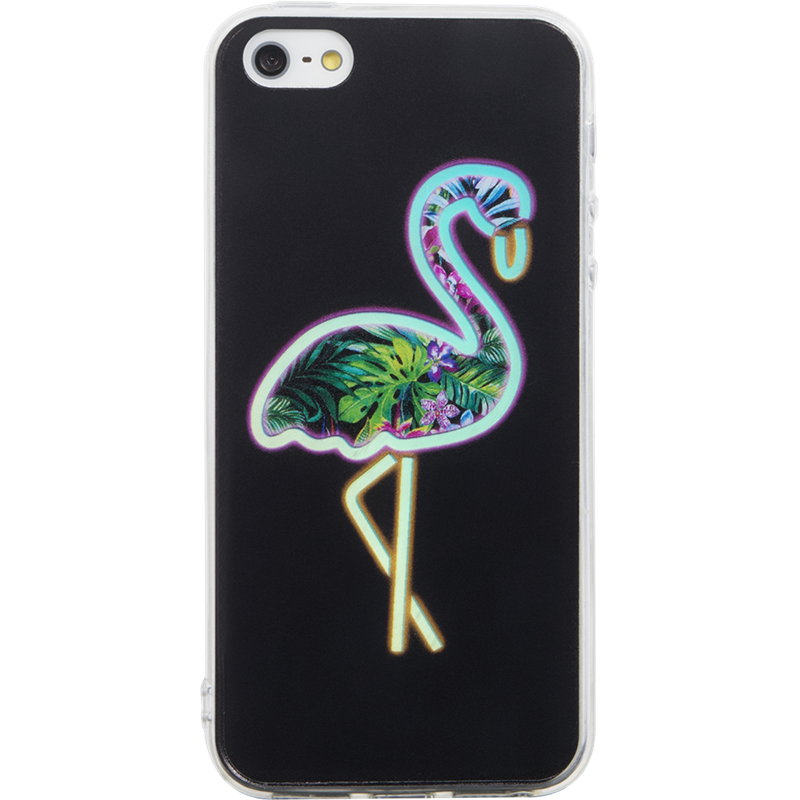 Coque rigide souple holographique Flamingo pour iPhone 5/5S/SE