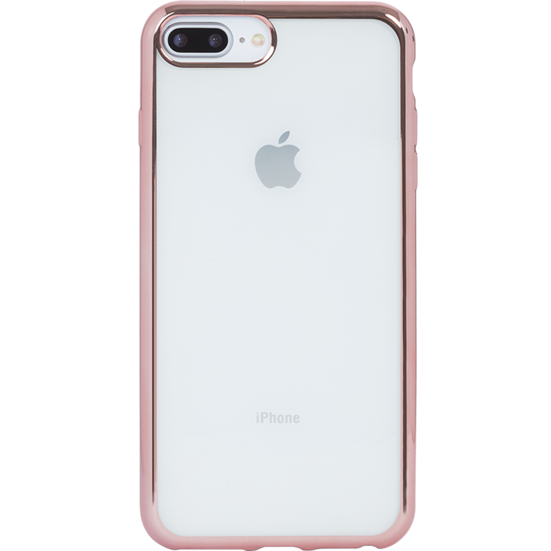 Coque souple transparente métal rose pour iPhone 6 Plus/6S Plus/7 Plus