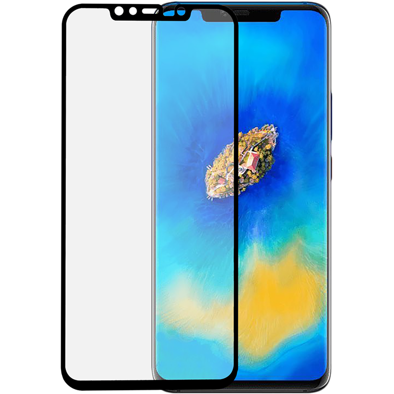 Protège-Écran en verre trempé 3D avec contour noir pour Huawei Mate 20