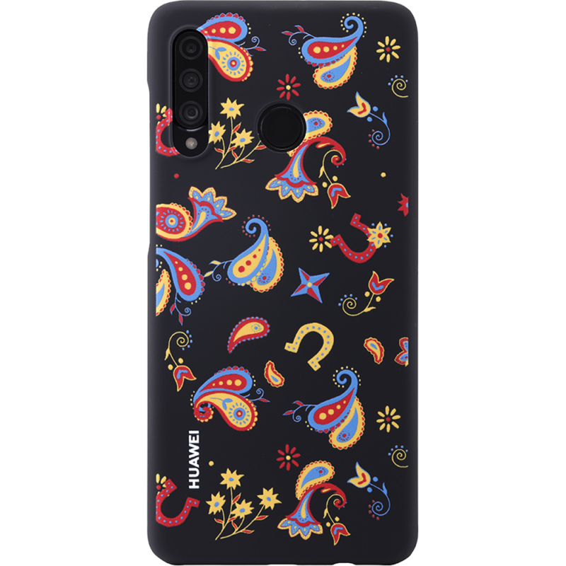 Coque semi-rigide noire florale Huawei pour P30 Lite