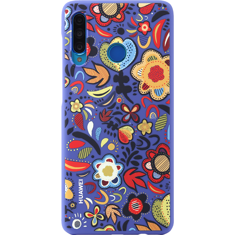 Coque semi-rigide bleue florale Huawei pour P30 Lite