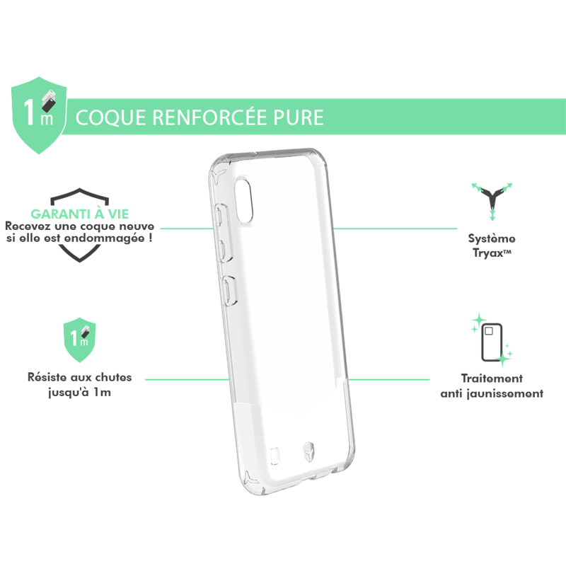 Image secondaire de Coque Renforcée Samsung G A10 PURE Transparente - Garantie à vie Force