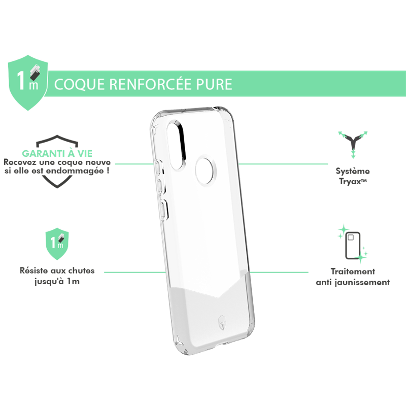 Image secondaire de Coque Renforcée Huawei Y6 2019 PURE Transparente - Garantie à vie Forc