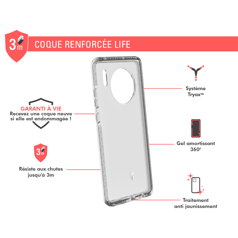 Image secondaire de Coque Renforcée Huawei Mate 30 Lite LIFE Transparente - Garantie à vie