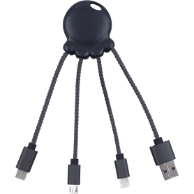 Câble Octopus USB A/micro USB & USB C & Lightning 0,1m Metallic Noir X