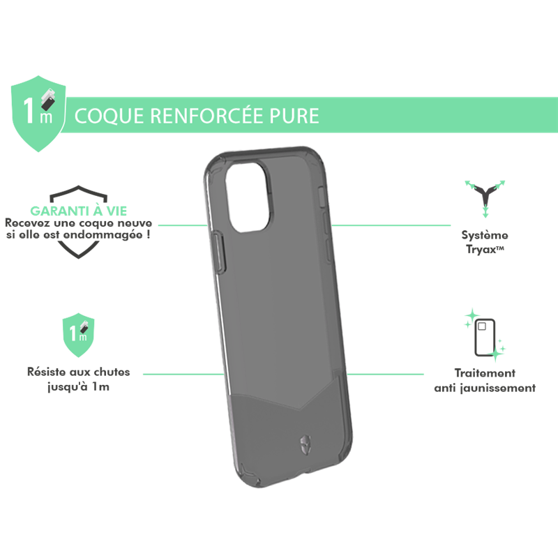 Image secondaire de Coque Renforcée iPhone 11 PURE Noire - Garantie à vie Force Case