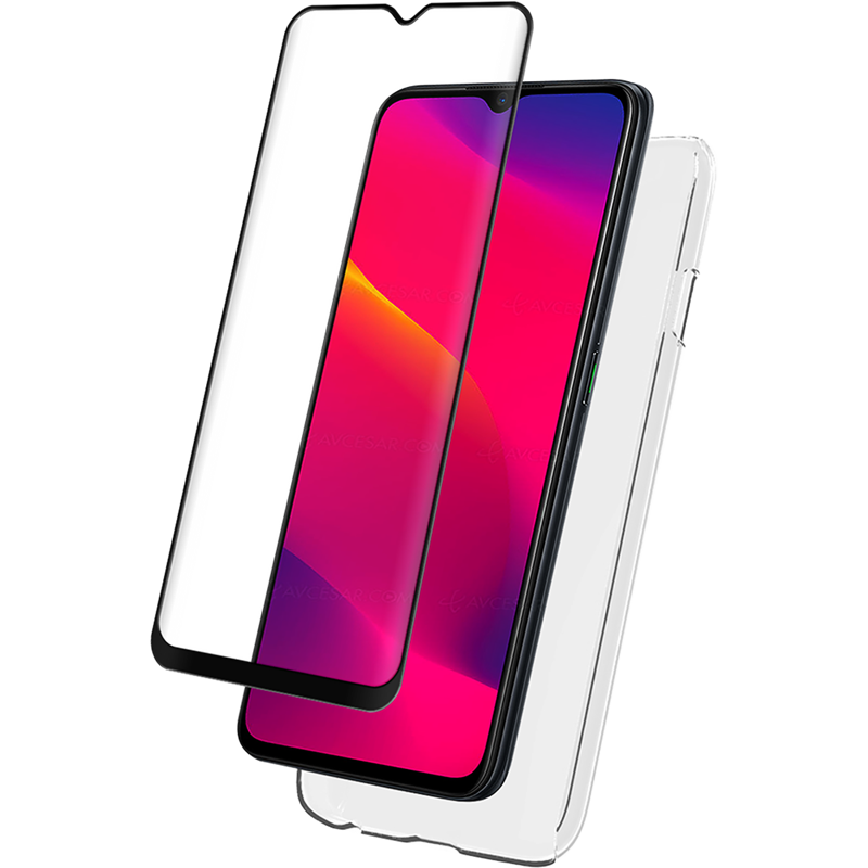 Pack Oppo A9/A5 Coque Transparente + Verre trempé Bigben