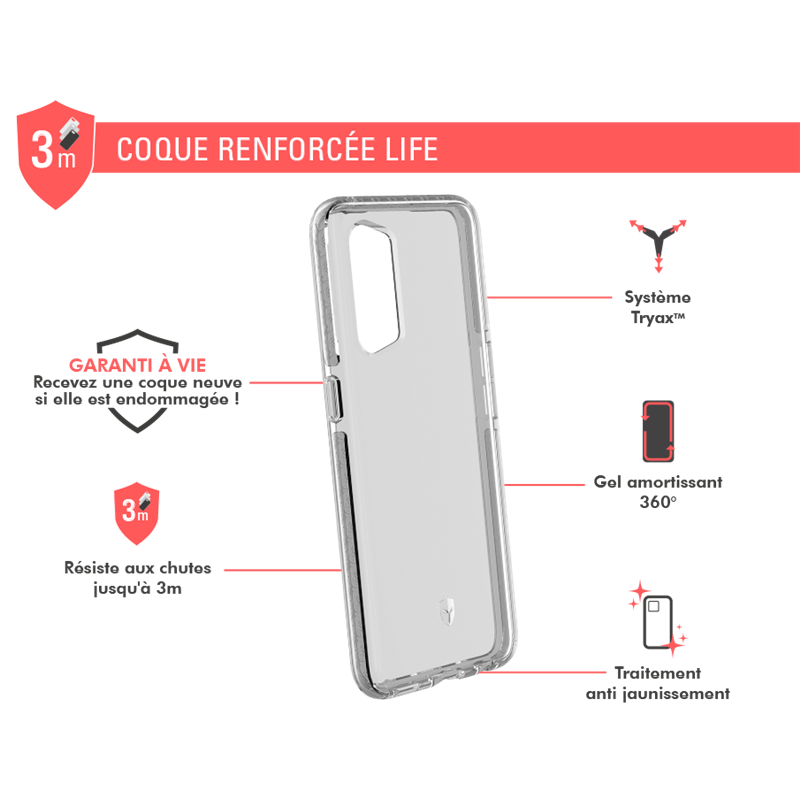 Image secondaire de Coque Renforcée Oppo Find X2 Lite LIFE Transparente - Garantie à vie F