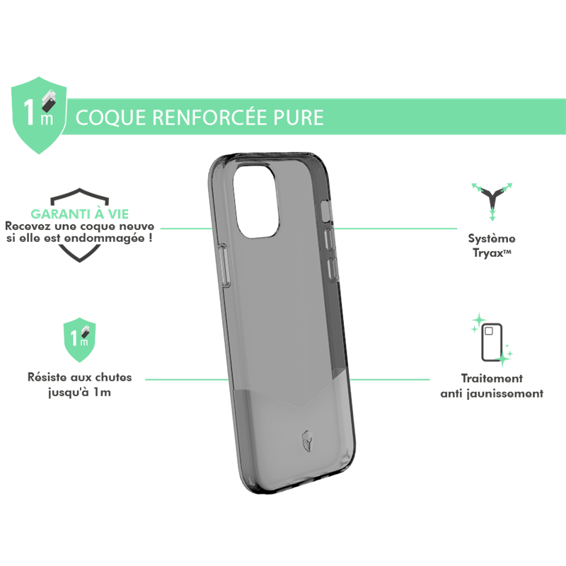 Image secondaire de Coque Renforcée iPhone 12 / 12 Pro PURE Noire - Garantie à vie Force C